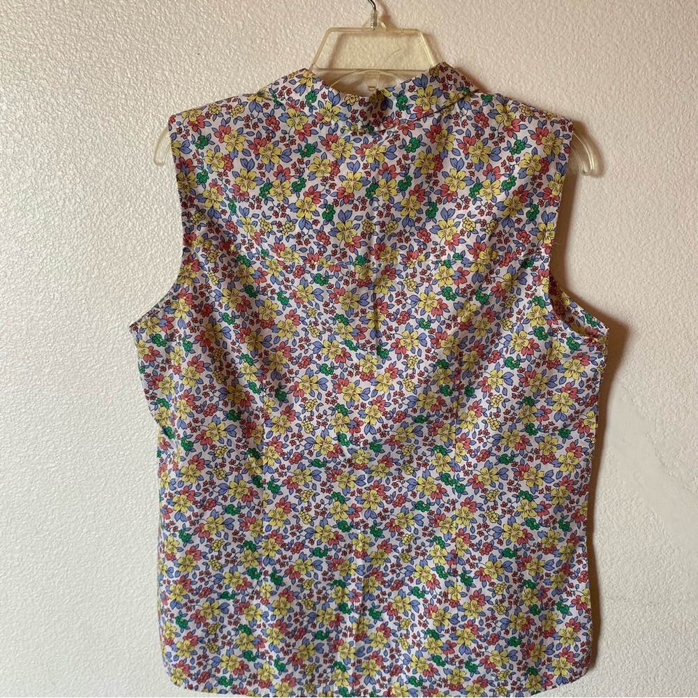 H7 Basic editions shirt Womens L large Floral Sleeveless Button-Up Top - Picture 5 of 7